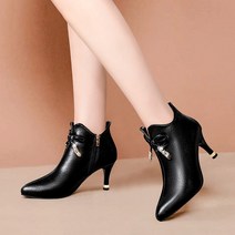 도오빠 센토슈 여성 가죽 앵클 부츠 힐 스틸레토 하이힐 7CM 숏 부티 키높이 뾰족 구두 여자하이힐