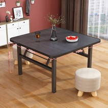 교자상 접이식 식탁 다운타운 테이블 테이블 테이블 스톨 테이블 간단한 Sifang 테이블 렌탈 하우스 스퀘어 작은 테이블, 접이식 스틸 랙 표 70x70x50 검은 나무 곡물