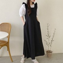 퍼니걸스 1784 데일리 무지 프릴 뷔스티에 롱 원피스