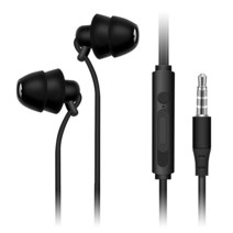 VAORLO ASMR 수면 Headste 부드러운 실리콘 방음 HiFi 유선 이어폰 TPE 와이어 귀 압력 없음 음악 Ebuds With Mic 귀 안아픈 이어폰, 01 Black