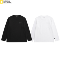 2023 F/W 내셔널지오그래픽 브림 기본 스몰로고 라운드넥 긴팔 티셔츠 블랙 화이트 택1
