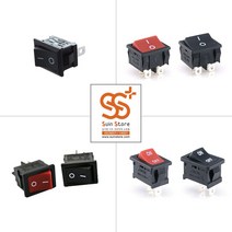 2단 사각 시소 토글 라커 눌름 푸쉬 버튼스위치, RL3-421-G-2 I/O 4핀 세로빨강