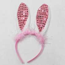 스팽글 깃털 토끼 머리띠(핑크) 동물 역할놀이 홈파티