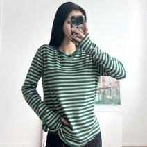 데일로엔 여성 라운드넥 스트라이프 긴팔티셔츠