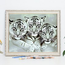 diy 호랑이 백호 흑호 유화 그림 그리기 집에서 하는 취미 생활 액자미포함, 40cmx50cm용맹스럽다Diy
