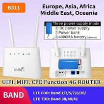 와이파이 증폭기 공유기 인터넷 B311 네트워크 300Mpbs 4000mAh 배터리 3G 모뎀 USB 4G Wifi 라우터 SIM 카드 슬롯 휴대용 CPE 무선 Wi-fi 모바일, [05] Africa Version, [01] EU 플매트 카펫 러그