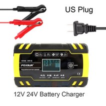 FOXSUR 24V 4A 12V 8A 전체 자동 자동차 배터리 충전기 펄스 수리 LCD 디스플레이 스마트 빠른 충전 AGM 딥 사이클 젤 납산, A2 12V 24V US Plug