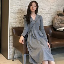 어썸풀 글로디아 니트 원피스 진주코사지