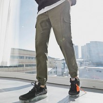 제타22 남성용 가을 베이직 면 스판 밴딩 카고 조거바지 [1080]