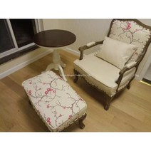 미국 거실 패브릭 가죽 앤틱 소파 유럽 침실 의자 프랑스 클래식 쇼파 1인용, . + AI.베이지 무늬