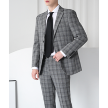남자 가을 겨울 스판 글렌 체크 싱글자켓 블레이저