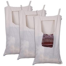Vibrance 튼튼한 엑스트라 라지 세탁 보관 쇼핑백 3개 팩 76.2 x 47cm(30 x 18인치) 75L - 100% 면 내구성이 뛰어나고 코드 잠금 장치가 있는 드로우