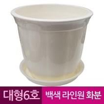 신나라-닷컴_라인 원형 도자기 느낌 플라스틱 화분 6호 백색 도금아령 스틸 아령봉 근력운동 웨이트기구 용품 헬스_ tlsskfk, 신나라_닷컴-옵션_받침포함 6호 화분세트
