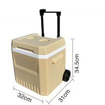 바퀴쿨러 바퀴달린 아이스박스 캠핑 차량용, 18L 밀크티 컬러 아이스팩 10개