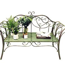 장미 주물 벤치 2인 야외 철제 의자 티테이블 정원, 화이트