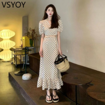 vsyoy 세트 여성의 2023 여름 새로운 여성 드레스 투피스 세트