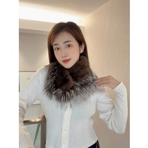 밍크 넥워머 패치 실버 여우털 밴드 마그네틱 버클 밍크털 칼라 쁘띠 스카프 캐주얼