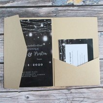 레트로 공예 결혼식 웨딩 초대장 삼중 포켓 초대형 봉투 맞춤 무늬 50 세트, light craft color_j미국t pocket