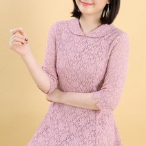 애비뉴투지 엄마옷 상제리제 레이스 카라 여성 봄 가을 플레어 칠부 롱 원피스 O04215 50대 60대 중년여성