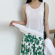 레이디플러스 1369-클럼 인견 나시 시원한 베이직 라운드넥