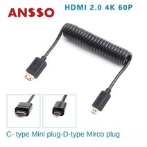 카메라케이블 An쏘-SLR 마이크로 싱글 슈퍼 소프트 HDMI 2.0 스프링 와이어 4K60P 안정기 아토모스 아스트, 08 C mini-D micro