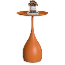 BOSUN 디자 철제 원형 미니 거실 쇼파 침대 커피 사이드 테이블, 오렌지