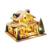 Spilay 가구 스필레이 인형의 집 미니어처 DIY 나무 공예 인형 하우스 먼지 방지 커버와 음악 움직임 미니 수제 크리스마스 키트 성인 친구 연인 1:24 스케일 크리에이티브, Es01-먼지를 뒤집어 쓴 스노우 매너 음악