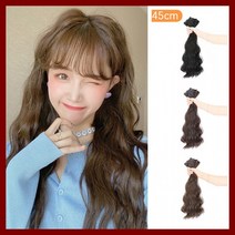 긴곱슬45CM 여자 여성 붙임 부분머리 똑딱이 편한 티안나게 자연스러운 웨이브 가발 패션 뷰티, LD-1078 부분가발(1P)(긴곱슬45CM)_다크브라