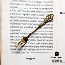 앤틱 클래식 티스푼 티포크 빈티지 버터 나이프 수저 세트 디저트 스푼 스테인리스 스틸, 골드【디저트 포크】