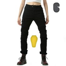 슬림 라이딩진 바이크용 스판 무릎보호대 여성 청바지 니슬라이더 팬츠, C무릎보호바이크바지