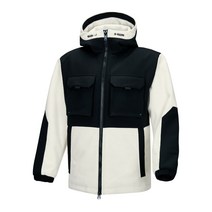 오버핏 공용 하이넥 후리스 방풍 코팅 후드 집업 점퍼 자켓 스키복 보드복 화이트 FZ831-2