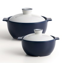 리한 아름팟 무균열 뚝배기 2종 세트 18cm+16cm, 블루
