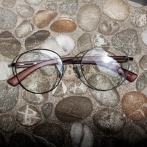 남자 여자 동글이 나무느낌 콤비 메탈 안경테