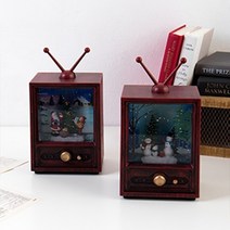아날로그TV 워터볼오르골 빈티지디자인 무드등 앤틱 크리스마스 생일 선물 파티 감성소품, 눈사람