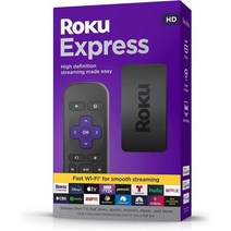 로쿠 익스프레스(신규) | 간단한 리모컨(TV 제어 없음) 무료 및 라이브 TV가 포함된 HD Roku 스트리밍 장치