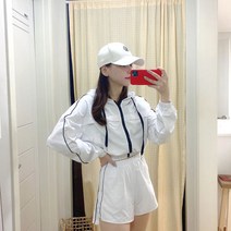 핏보장!좋은원단!고퀄리티!크롭 삥줄 스트링 후드 트레이닝 아노락 세트