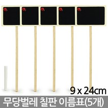 칠판 화분 이름표(중X5개) - 식물 이름표 T자 사각 팻말 네임픽 꽂이 푯말 꽃이름표 일자 분갈이 원형 칠판 컬러, 02_한성_칠판 무당벌레 이름표(대/5개)
