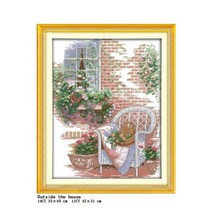 십자수 자수 만들기 기쁨 일요일 창틀 꽃 풍경 시리즈 키트 플로랄 패턴 aida 14ct11ct count print 세트, 14ct 미인쇄, f943