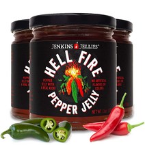 Jenkins Jellies Hell Fire Hot Pepper Jelly 젠킨스 젤리 헬 파이어 핫 페퍼 젤리잼 311g X 3팩, 페퍼젤리잼, 11온스(3개들이)