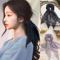 [다이나몰] 스카프 곱창 머리끈 4종세트-보라+블랙+스카이+베이지