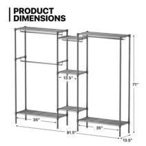 MoNiBloom 독립형 옷장 오거나이저 보관 선반이 있는 걸이용 로드 의류.. 정품보장, Black