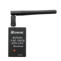드론송수신기 셋트 eachine rotg01 uvc otg 5.8g 150ch 풀 채널, 검은색, 협력사