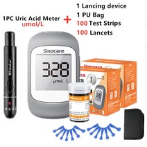 Sinocare UA I 요산 모니터 란셋 또는 테스트 스트립만 있는 가정용 요산 측정기 통풍 테스터 장치에 사용, [01] kit 100pcs strip, kit meter100pcs