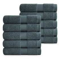 [코튼앨리] 코마사 180g 라인보더 호텔수건, 스톤블루, 10장