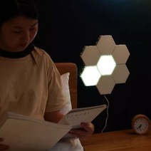 스마트터치 퀀텀 라이트 벽 램프 거실 침실 침대 육각형 벌집 인테리어, 9구 램프 조합 전원 포함
