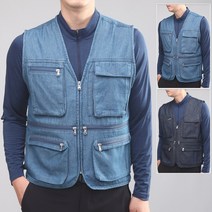 봄가을 WF 멀티포켓 청 카고 작업조끼 WFV3000