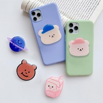 이지그립 톡홀더 스마트톡 에폭시 아크릴톡 캐릭터 스마일 그립팝 스마트폰 거치대 악세사리 3M, 베어핑크