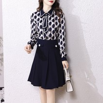 오버클래쓰 여성 상하의세트 블라우스 미디스커트 하객룩 투피스