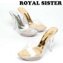 D1S 5133 12cm 여성 가보시 토오픈 펌프스 투명 하이힐 슬리퍼 뮬슬리퍼힐