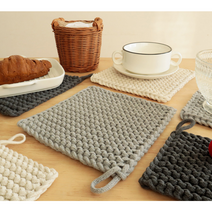 이루일상 뜨개컵받침(1+1), 베이지 1+1 (19cm*19cm)